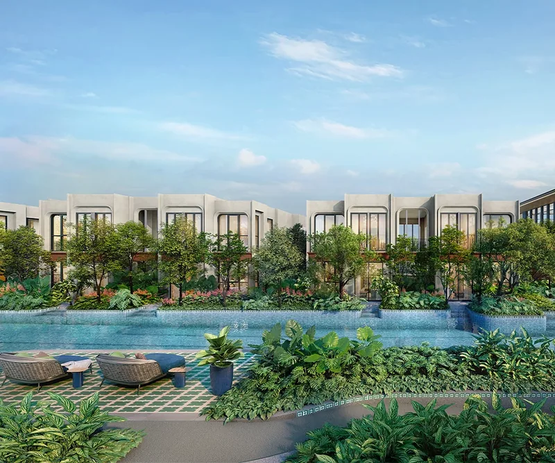 The Base Midtown Phuket — низкие корпуса с выходом в сад вокруг двора