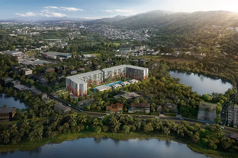 The Base Midtown Phuket сверху: корпуса у озёр Сам Конга