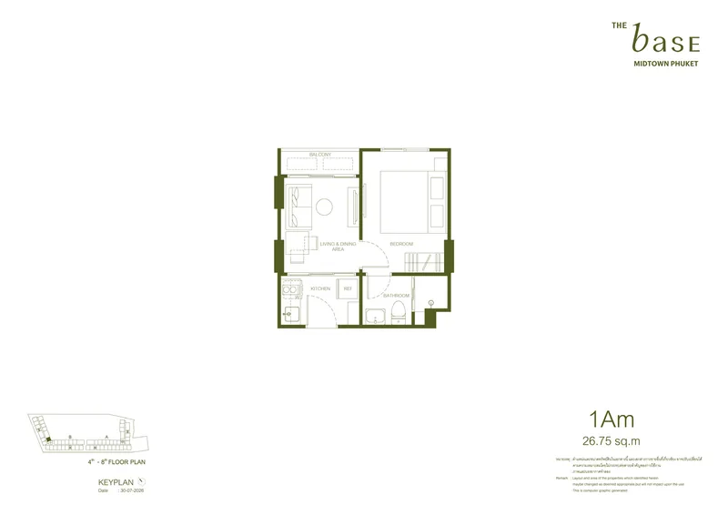 1Am — 26,75 м², The Base Midtown Phuket
