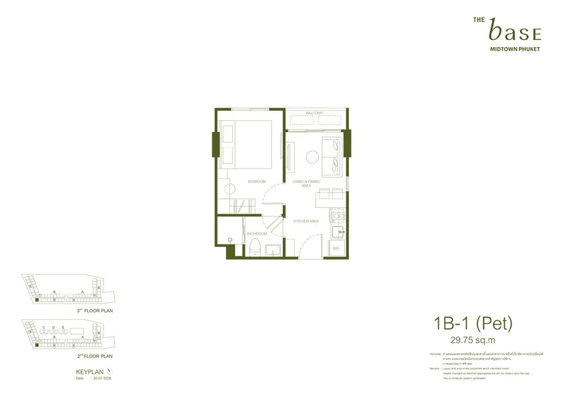 1B-1 (Pet) — 29,75 м², The Base Midtown Phuket