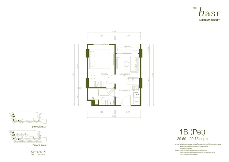 1B (Pet) — 29,5–29,75 м², The Base Midtown Phuket