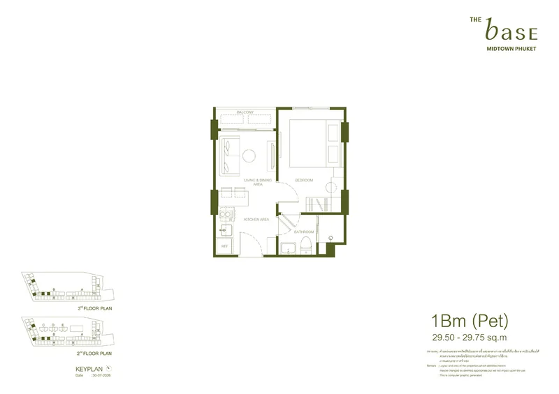 1Bm (Pet) — 29,5–29,75 м², The Base Midtown Phuket