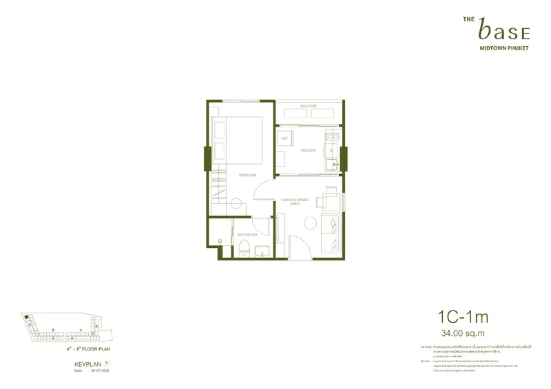 1C-1m — 34 м², The Base Midtown Phuket