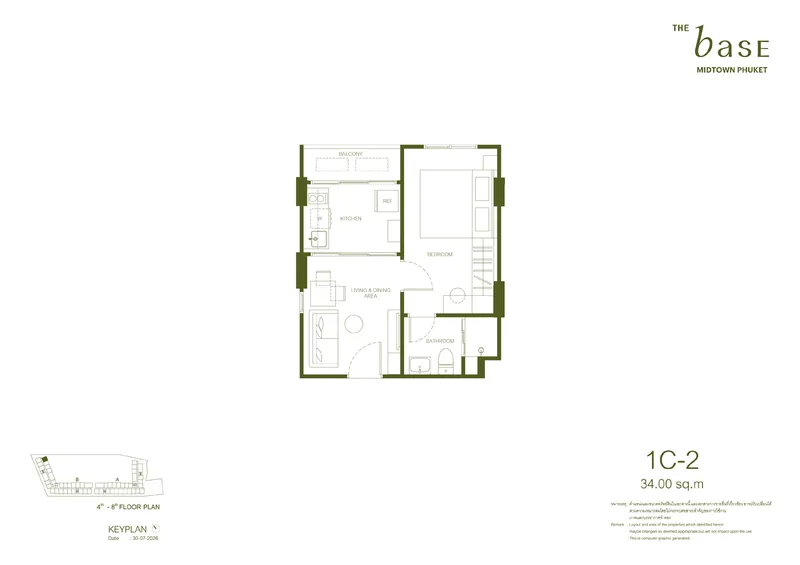 1C-2 — 34 м², The Base Midtown Phuket