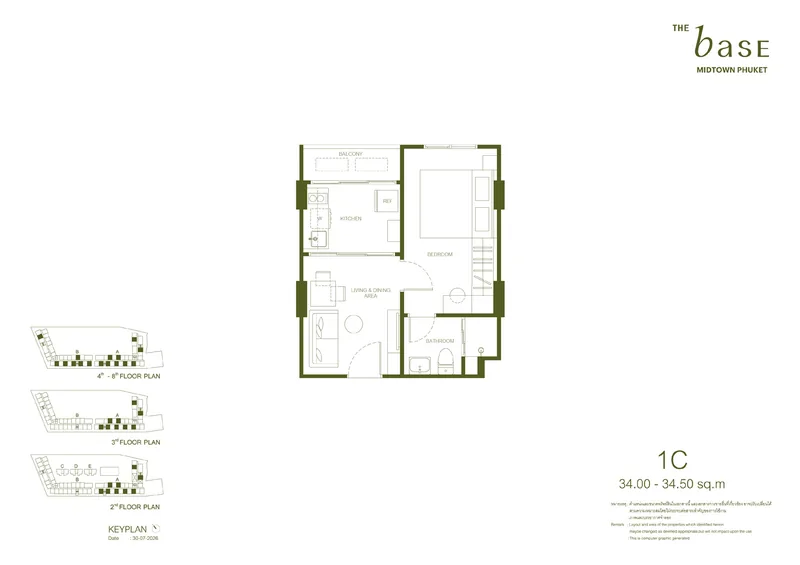 1C — 34–34,5 м², The Base Midtown Phuket