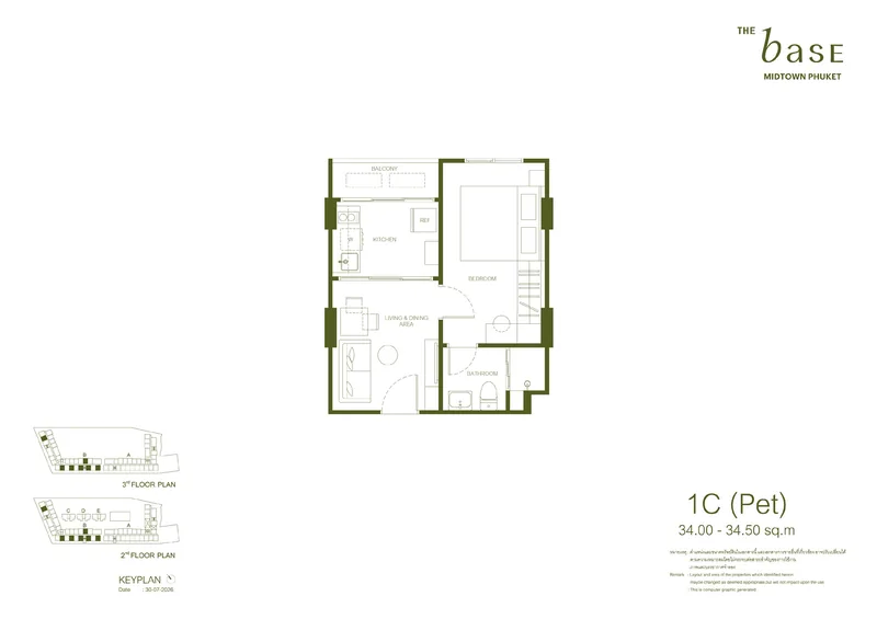 1C (Pet) — 34–34,5 м², The Base Midtown Phuket