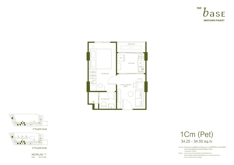 1Cm (Pet) — 34,25–34,5 м², The Base Midtown Phuket