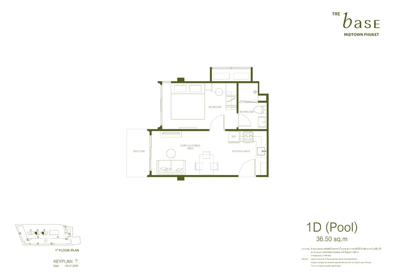 1D (Pool) — 36,5 м², The Base Midtown Phuket