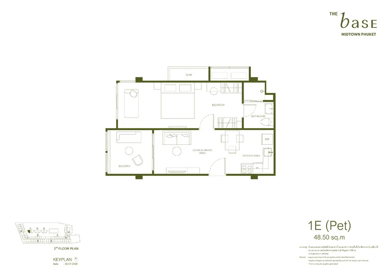 1E (Pet) — 48,5 м², The Base Midtown Phuket