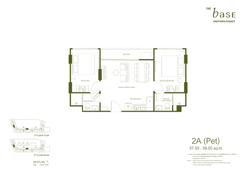 2A (Pet) — 57,5–58 м², The Base Midtown Phuket
